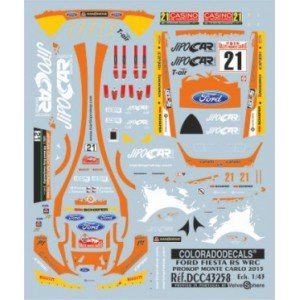 Décals Rallye WRC 1/43 Ford Fiesta RS Rallye Monte Carlo-2015-PILOTÉE PAR Prokop-COLORADOCOLDCC43258