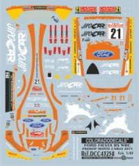 Décals Rallye WRC 1/43 Ford Fiesta RS Rallye Monte Carlo-2015-PILOTÉE PAR Prokop-COLORADOCOLDCC43258