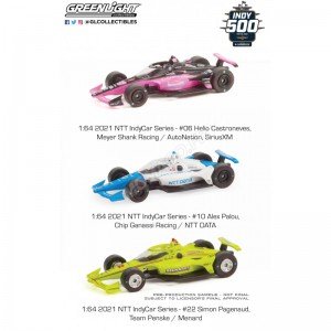 1/64 3-INCHES SET DE 3 VOITURES INDIANAPOLIS 2021 5 06 CASTRONEVES / 10 PALOU / 22 PAGENAUD - PODIUM- GREENLIGHTGREEN11523