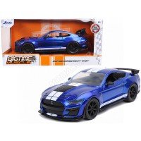1/24 FORD MUSTANG SHELBY GT500 2020 BLEUE BANDES BLANCHES-JADA32409BL