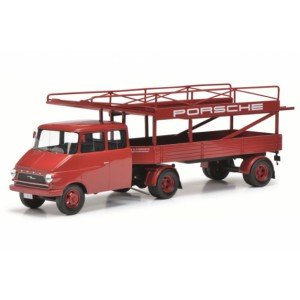 1/18 CAMION MINIATURE OPEL BLITZ RACING TRANSPORTEUR "PORSCHE"-ROUGE-SCHUCO450008400