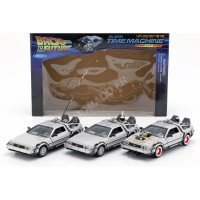 1/24 SET DE 3 DELOREAN FILM CINEMA "RETOUR VERS LE FUTUR" EPISODE 1/2/3- WELLY22400-3G